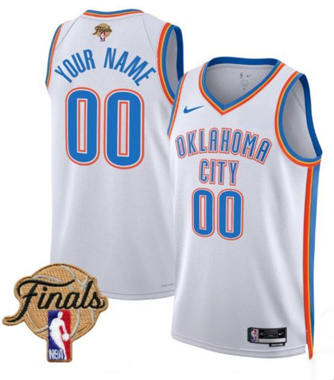 Men's Oklahoma City Thunder Active Player Custom White 2025 Finals Association Edition Stitched Basketball Jersey